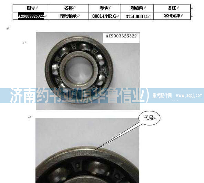 AZ9003326322,滾動軸承63/22GB/T276,濟南約書亞汽車配件有限公司（原華魯信業(yè)）