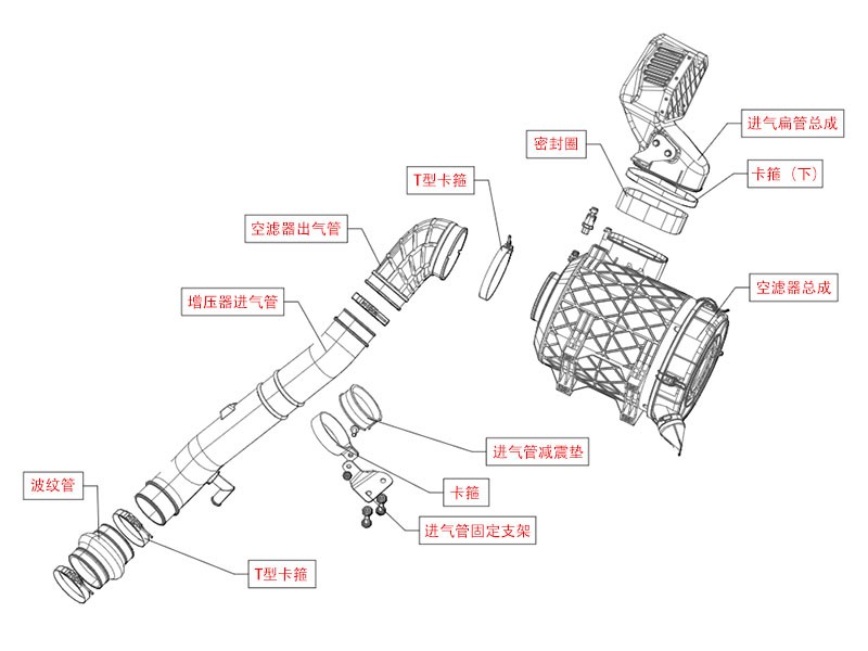 L5000,The intake system of the L5000 model,濟南向前汽車配件有限公司