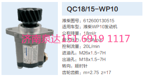 612600130515,動力轉(zhuǎn)向齒輪泵,濟南泉達汽配有限公司