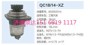 803002514,動力轉(zhuǎn)向齒輪泵,濟南泉達汽配有限公司