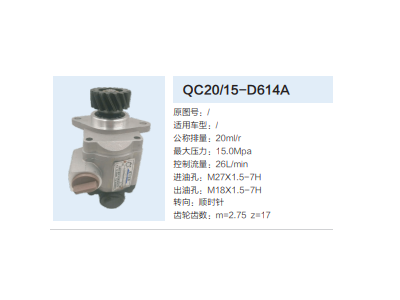 QC20/15-D614A,動(dòng)力轉(zhuǎn)向齒輪泵,濟(jì)南泉達(dá)汽配有限公司