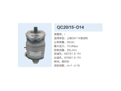QC20/15-D14,動力轉向齒輪泵,濟南泉達汽配有限公司
