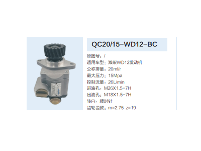 QC20/15-WD12-BC,齒輪泵,濟(jì)南泉達(dá)汽配有限公司