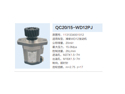 QC20/15-WD12PJ,齒輪泵,濟(jì)南泉達(dá)汽配有限公司