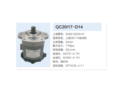 QC20/17-D14,齒輪泵,濟(jì)南泉達(dá)汽配有限公司
