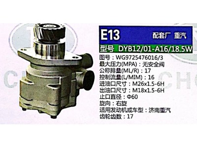 WG9725476016,轉(zhuǎn)向助力泵,濟南泉達汽配有限公司