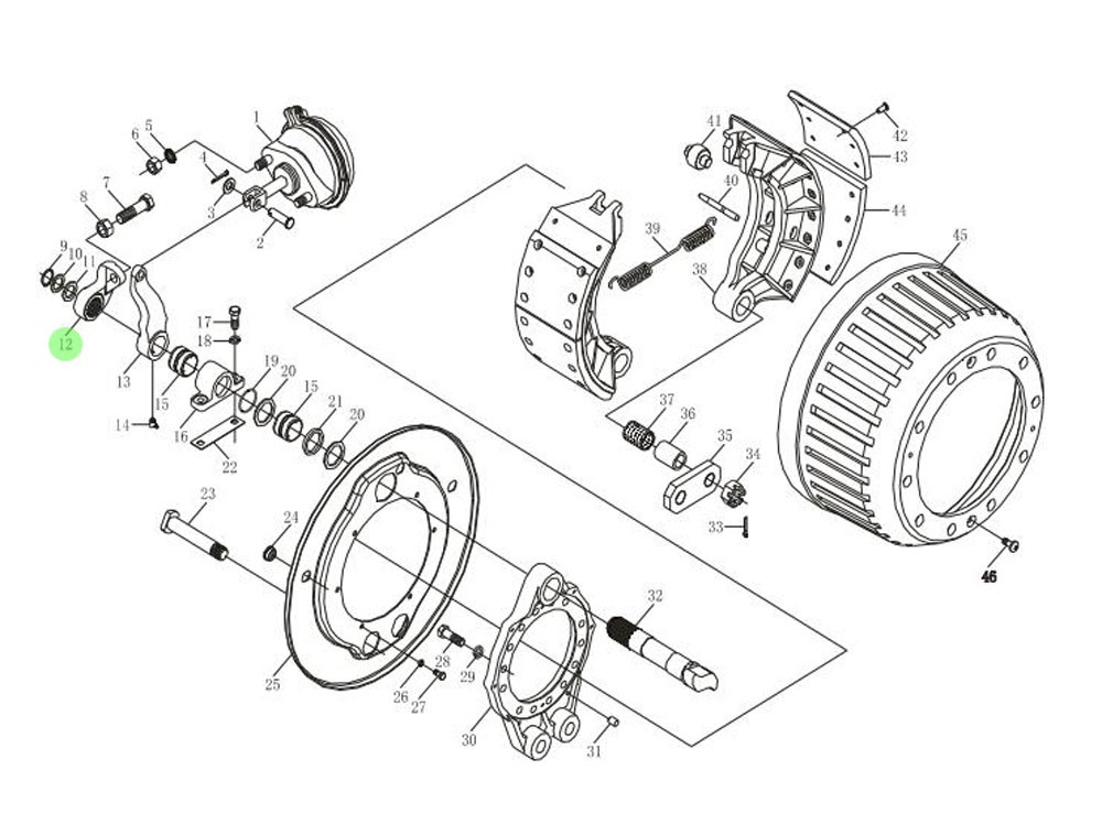 188000440021   調(diào)整臂（右）,Brake adjusting arm (right),濟(jì)南向前汽車配件有限公司