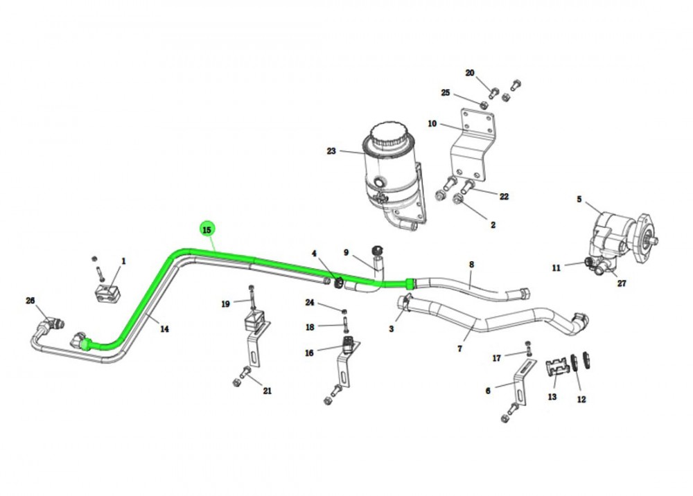 DZ91189470195  壓油管總成,Steering pressure oil pipe,濟(jì)南向前汽車配件有限公司