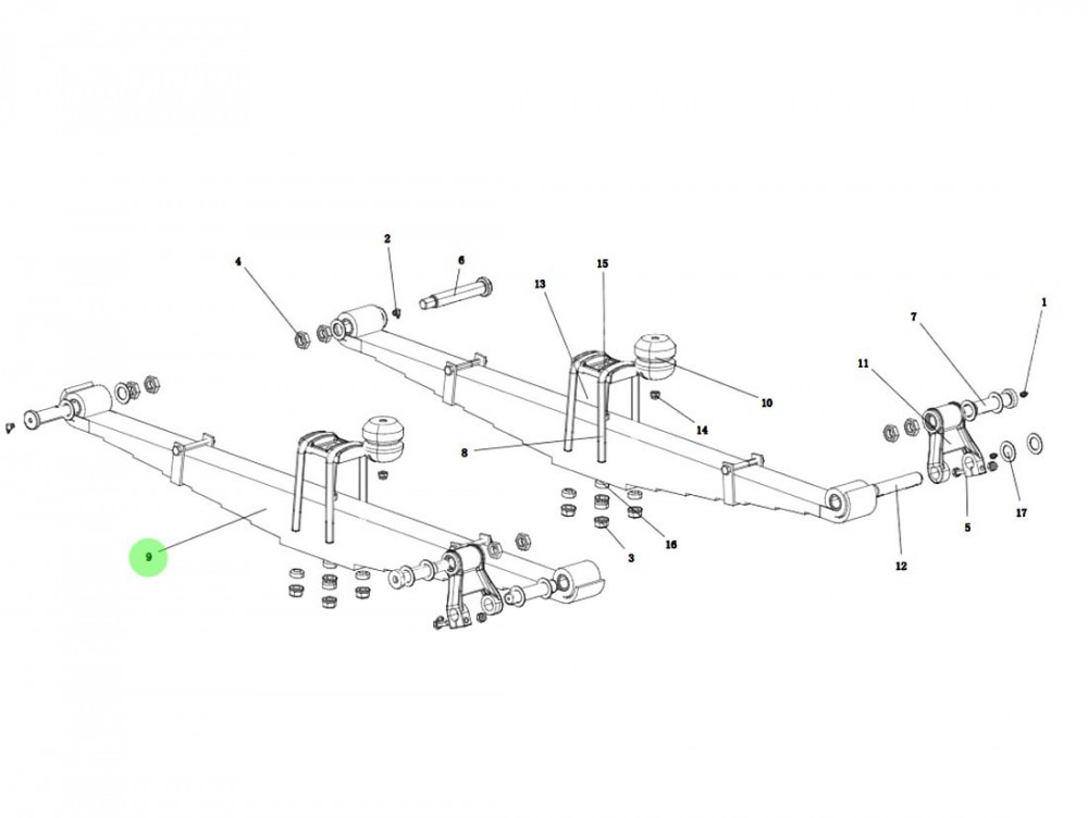 DZ91189690000 前鋼板彈簧總成（左）,Front leaf spring assembly (left),濟南向前汽車配件有限公司