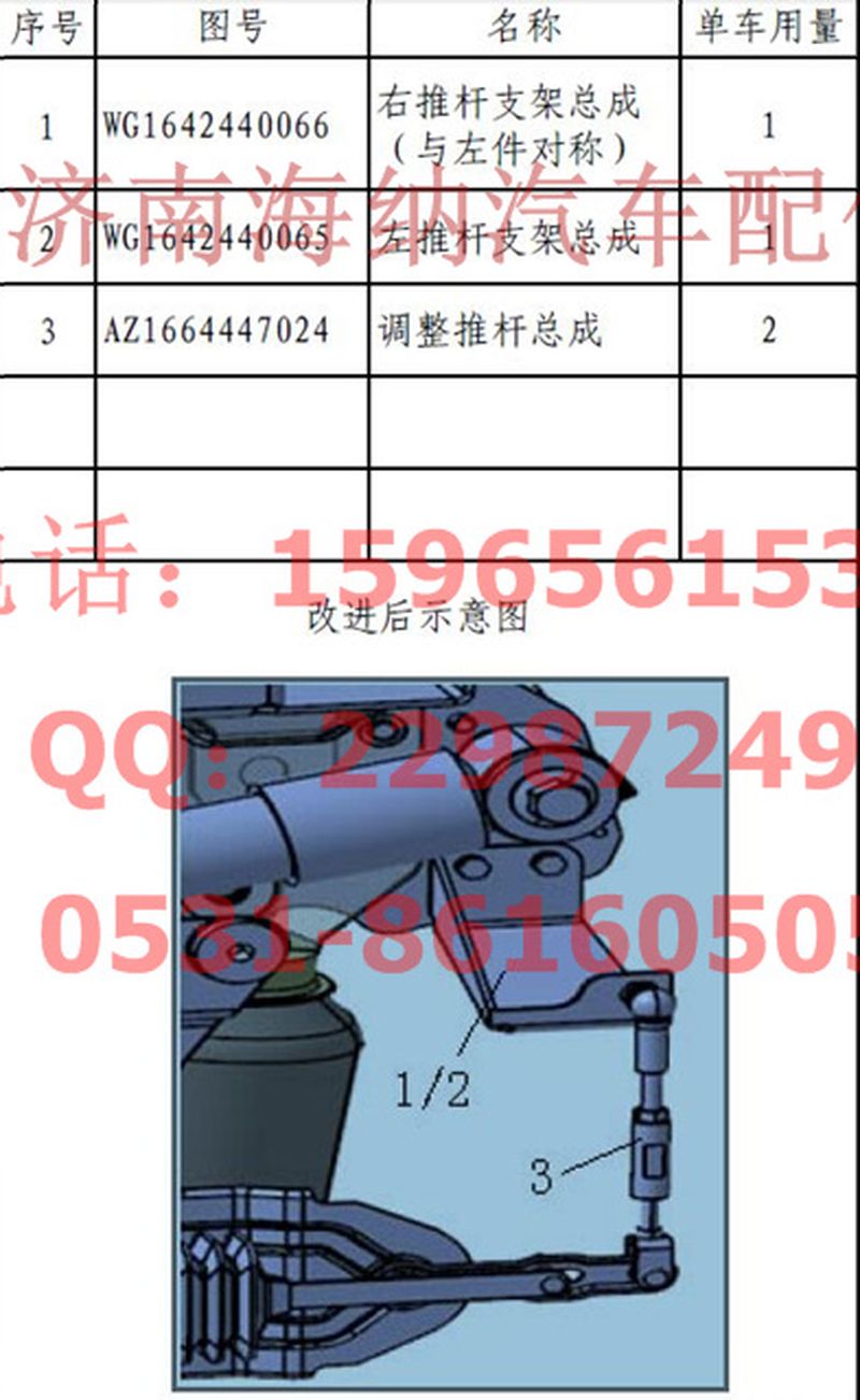 AZ1664447024,調(diào)整推桿總成,濟(jì)南海納汽配有限公司