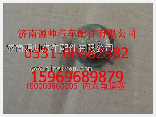 190003960005,重汽豪沃圓柱頭內(nèi)六角螺塞190003960005,濟南源帥汽車配件有限公司